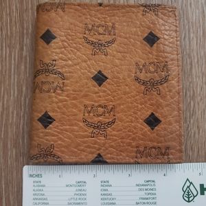 Vintage MCM cognac bi-fold credit card wallet